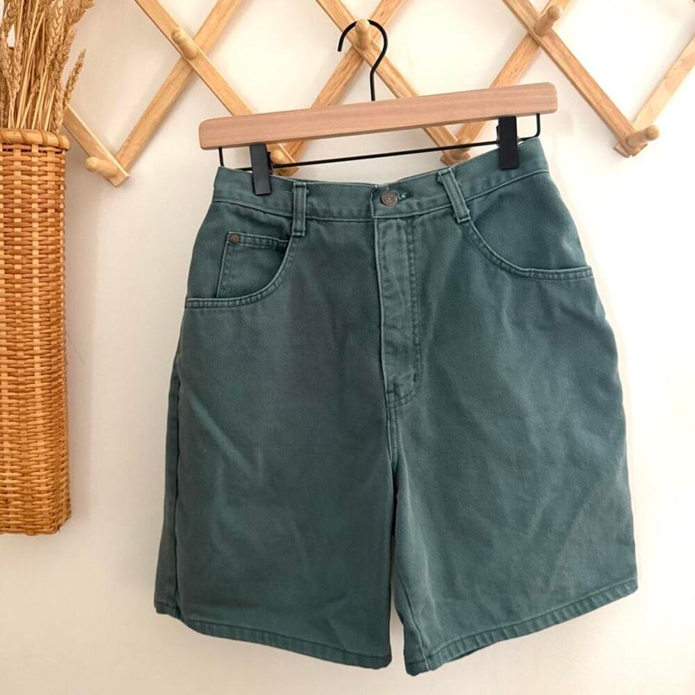 Vintage 90s northern reflections high waisted green denim shorts size 7/8